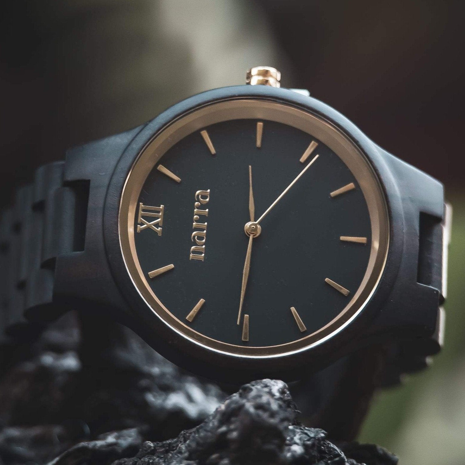 Classic Dusk in Dark Sandalwood and Black - Narra Wooden Watches