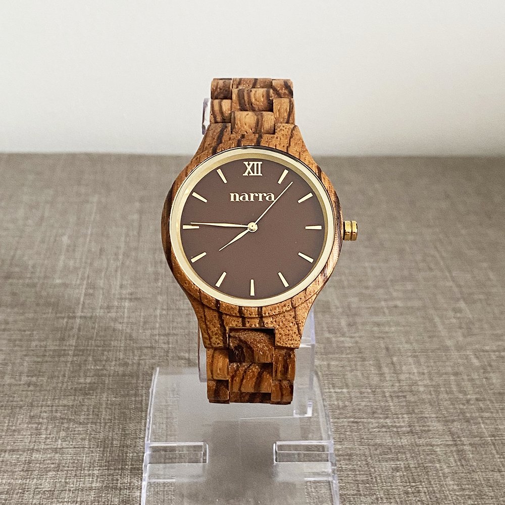 Classic Terra in Zebrawood and Brown - Narra Wooden Watches