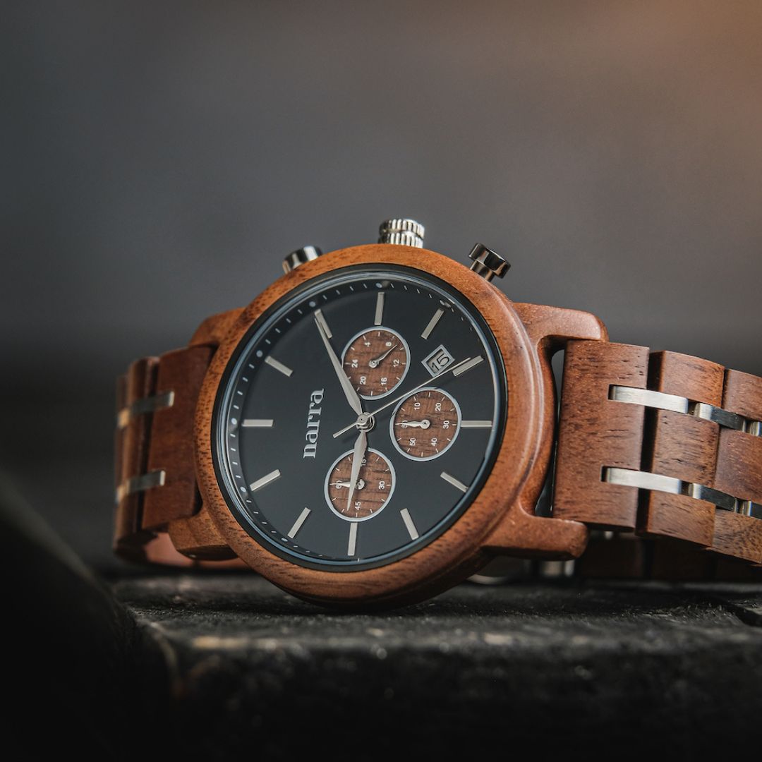Eclipse in Walnut and Black - Narra Wooden Watches