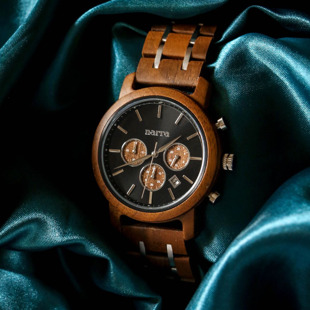Eclipse in Walnut and Black - Narra Wooden Watches